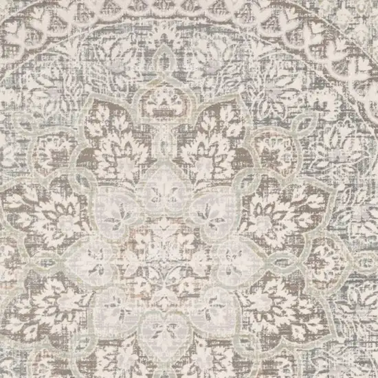 Ivory Grey Distresed Oversize Medallion Indoor Area Rug Photo 4