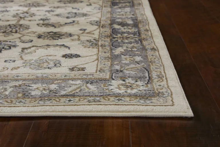 Ivory Grey Floral Indoor Area Rug Photo 4