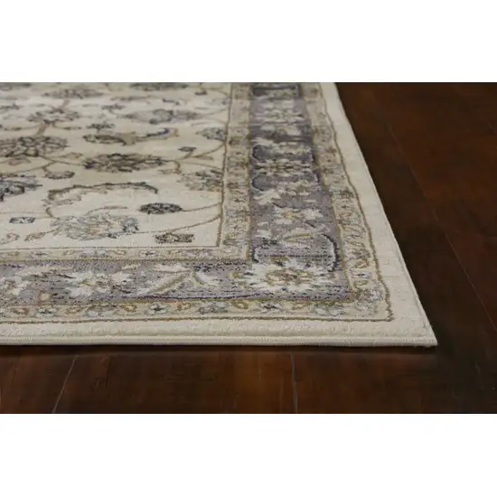 Ivory Grey Floral Indoor Area Rug Photo 4