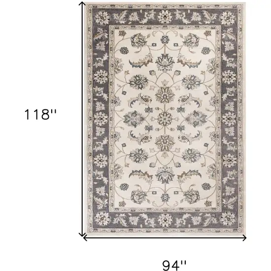 Ivory Grey Floral Indoor Area Rug Photo 3