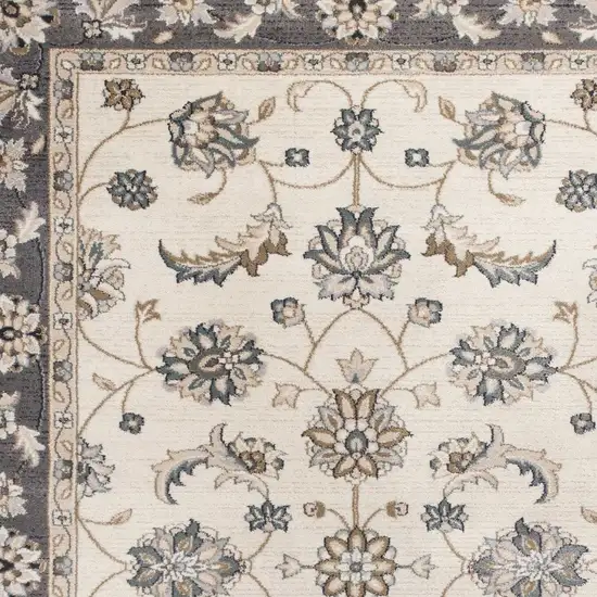 Ivory Grey Floral Indoor Area Rug Photo 7