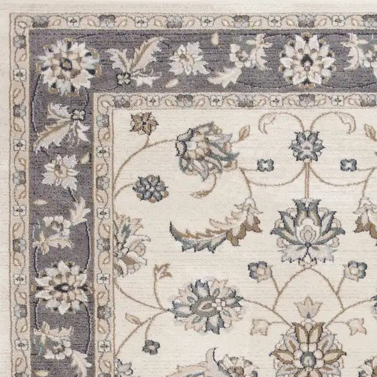 Ivory Grey Floral Indoor Area Rug Photo 3