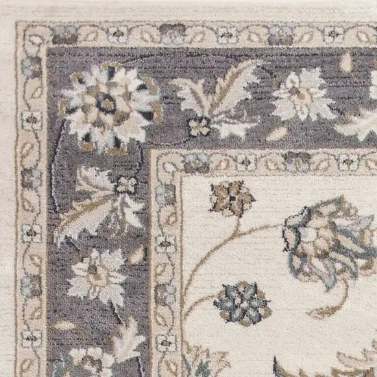 Ivory Grey Floral Indoor Area Rug Photo 2