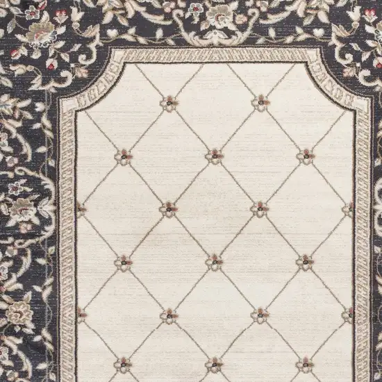 Ivory Grey Floral Indoor Area Rug Photo 7