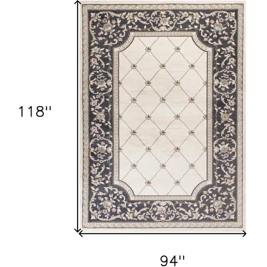 Ivory Grey Floral Indoor Area Rug Photo 3