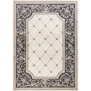 Photo of Ivory Grey Floral Indoor Area Rug