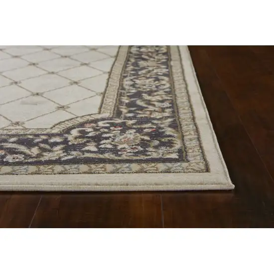 Ivory Grey Floral Indoor Area Rug Photo 4