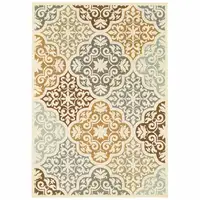 Photo of Ivory Grey Floral Medallion Indoor Outdoor Area Rug