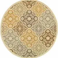 Photo of Ivory Grey Floral Medallion Indoor Outdoor Area Rug