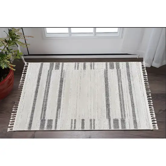 Ivory Abstract Area Rug Photo 1