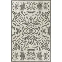 Photo of Ivory Grey Hand Hooked UV Treated Greek Key Medallion Indoor Outdoor Area Rug