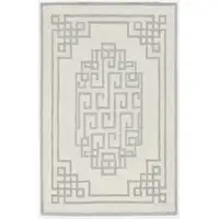 Photo of Ivory Grey Hand Tufted Bordered Greek Key Indoor Area Rug