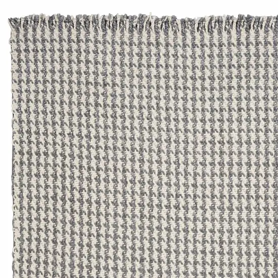 Ivory Grey Hand Woven Houndstooth With Braided Fringe Indoor Area Rug Photo 3