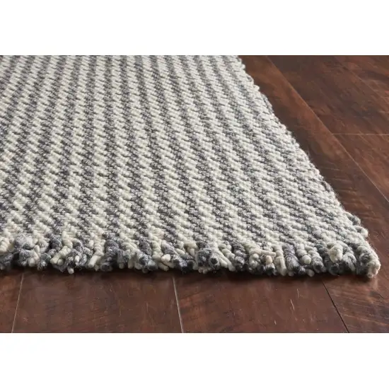 Ivory Grey Hand Woven Houndstooth With Braided Fringe Indoor Area Rug Photo 6