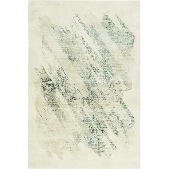 Ivory Grey Machine Woven Abstract Brushstrokes Indoor Area Rug Photo 1