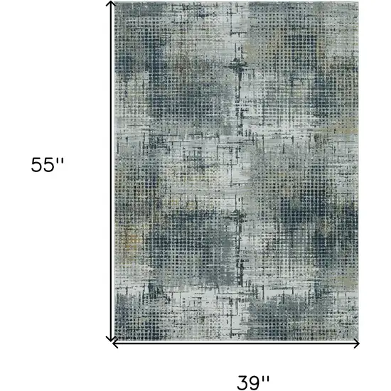 3'X5' Ivory Grey Machine Woven Abstract Dots Indoor Area Rug Photo 3