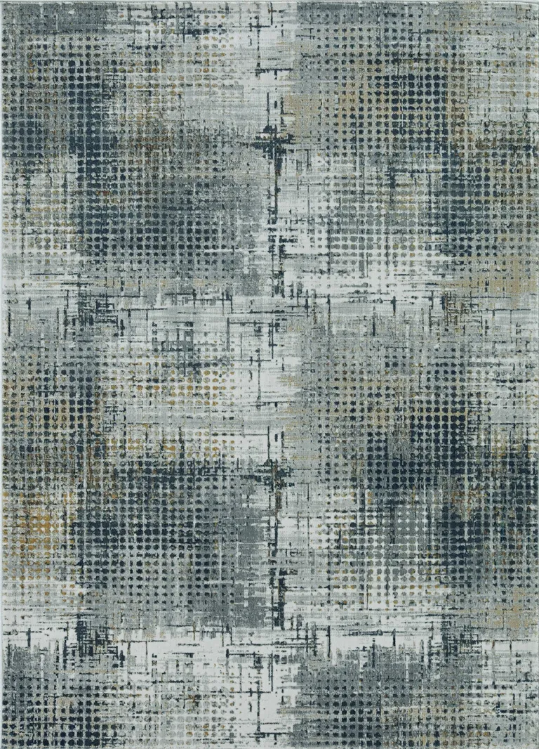 Ivory Grey Machine Woven Abstract Dots Indoor Area Rug Photo 2