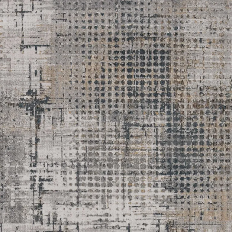 Ivory Grey Machine Woven Abstract Dots Indoor Area Rug Photo 1