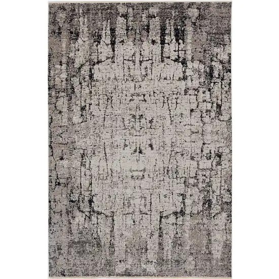 Ivory Grey Machine Woven Abstract Indoor Area Rug Photo 2