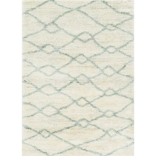 Ivory Grey Machine Woven Chain Link Indoor Area Rug Photo 1