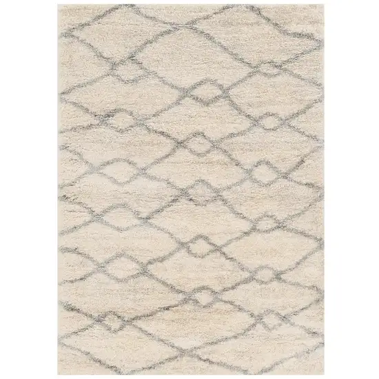 4'X6' Ivory Grey Machine Woven Chain Link Indoor Area Rug Photo 2