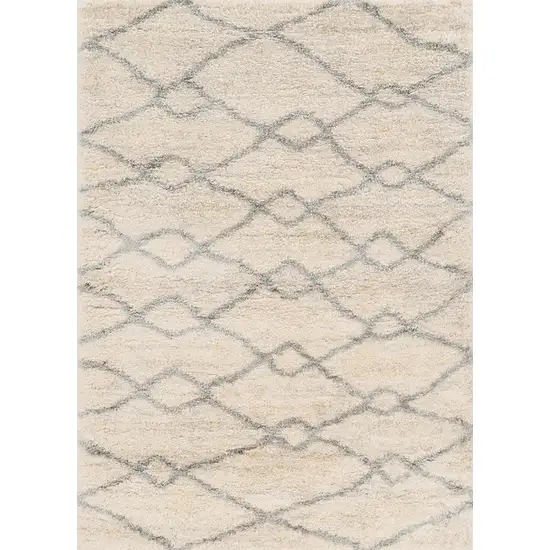 4'X6' Ivory Grey Machine Woven Chain Link Indoor Area Rug Photo 2