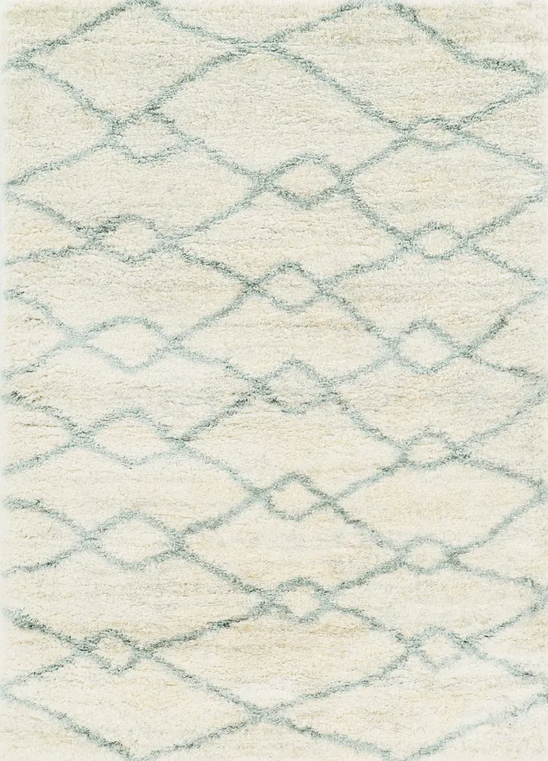 Ivory Grey Machine Woven Chain Link Indoor Area Rug Photo 1