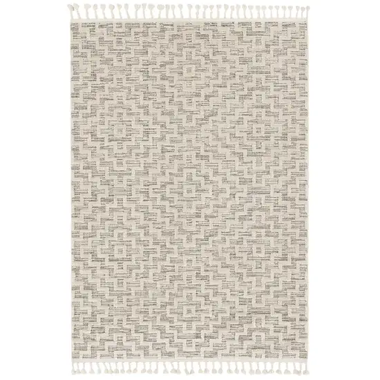 Ivory Grey Machine Woven Diamond Geometric Indoor Area Rug Photo 2