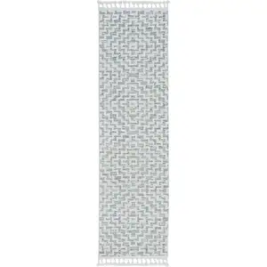 Photo of Ivory Grey Machine Woven Diamond Geometric Indoor Area Rug