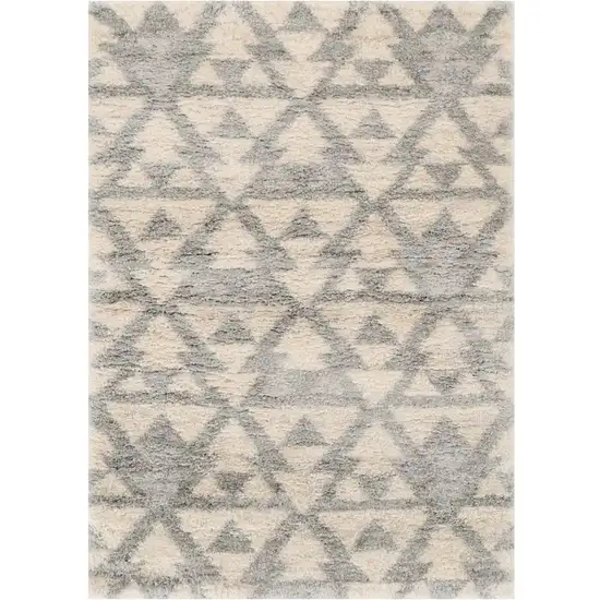 Ivory Grey Machine Woven Geometric Indoor Area Rug Photo 2