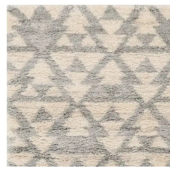 Ivory Grey Machine Woven Geometric Indoor Area Rug Photo 4