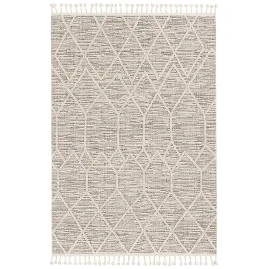 Ivory Grey Machine Woven Geometric Indoor Area Rug Photo 2