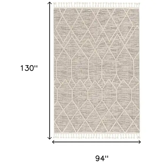 Ivory Grey Machine Woven Geometric Indoor Area Rug Photo 3