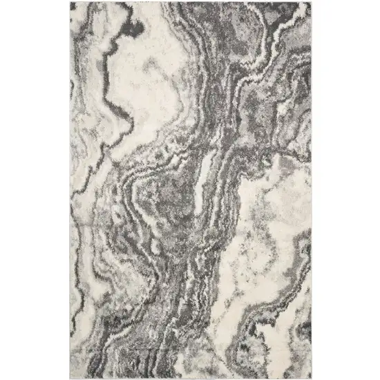 Gray And Ivory Abstract Area Rug Photo 5