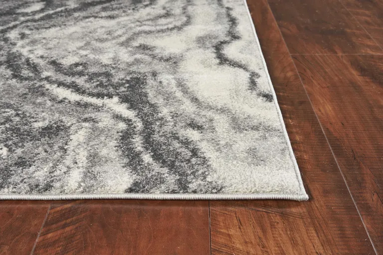 Ivory Grey Machine Woven Marble Indoor Area Rug Photo 3