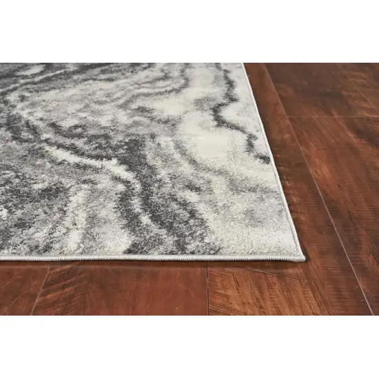 Ivory Grey Machine Woven Marble Indoor Area Rug Photo 3