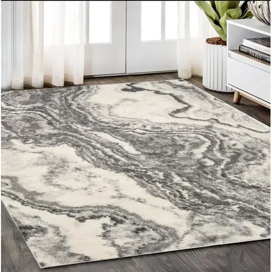 Gray And Ivory Abstract Area Rug Photo 2