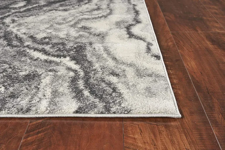 Ivory Grey Machine Woven Marble Indoor Area Rug Photo 5