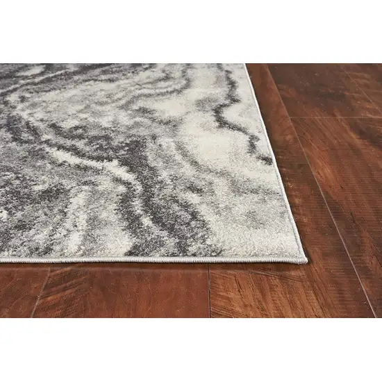 Ivory Grey Machine Woven Marble Indoor Area Rug Photo 5