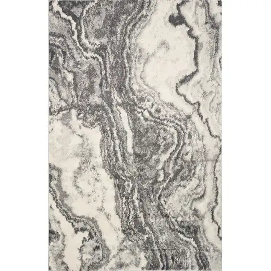 Ivory Grey Machine Woven Marble Indoor Area Rug Photo 1