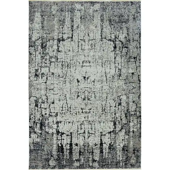 Ivory Grey Machine Woven Shrank Abstract Industrial Style Indoor Area Rug Photo 2