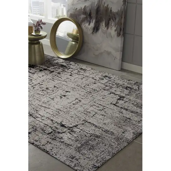 Ivory Grey Machine Woven Shrank Abstract Industrial Style Indoor Area Rug Photo 3