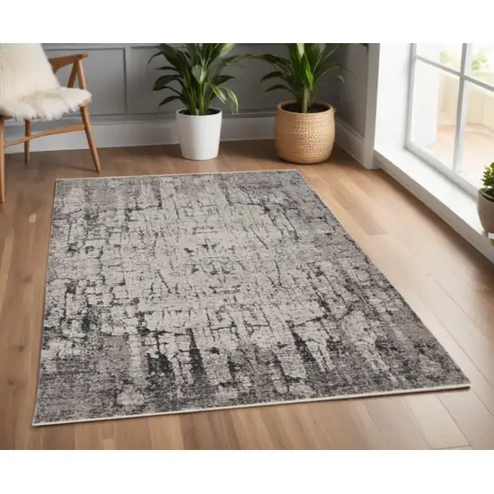 Ivory Grey Machine Woven Shrank Abstract Industrial Style Indoor Area Rug Photo 2