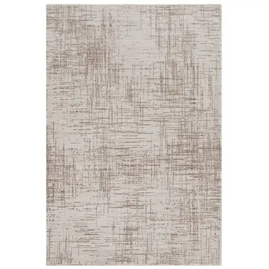 Ivory Grey Machine Woven Shrank Abstract Industrial Style Indoor Area Rug Photo 1