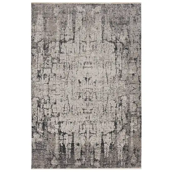 Ivory Grey Machine Woven Shrank Abstract Industrial Style Indoor Area Rug Photo 2