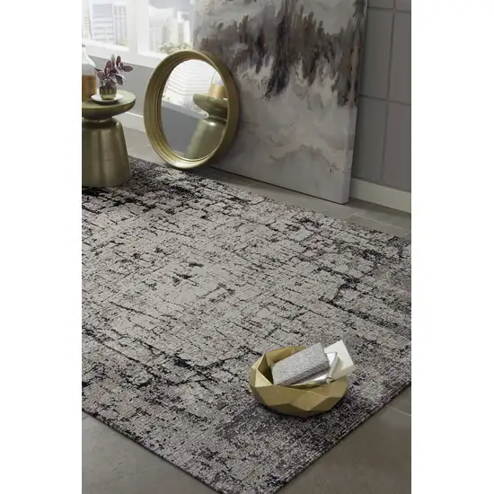 Ivory Grey Machine Woven Shrank Abstract Industrial Style Indoor Area Rug Photo 4