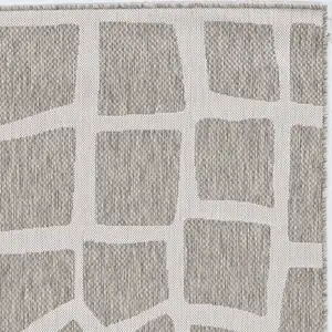 Photo of Ivory Grey Machine Woven UV Treated Abstract Indoor Outdoor Area Rug