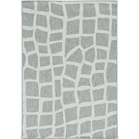 Ivory Grey Machine Woven UV Treated Abstract Indoor Outdoor Area Rug Photo 2