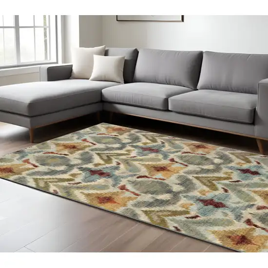 Gray and Ivory Abstract Power Loom Area Rug Photo 1