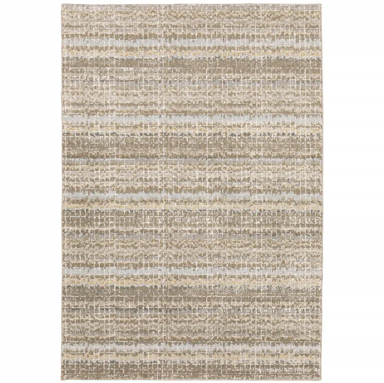 Ivory Grey Tan And Brown Abstract Power Loom Stain Resistant Area Rug Photo 1